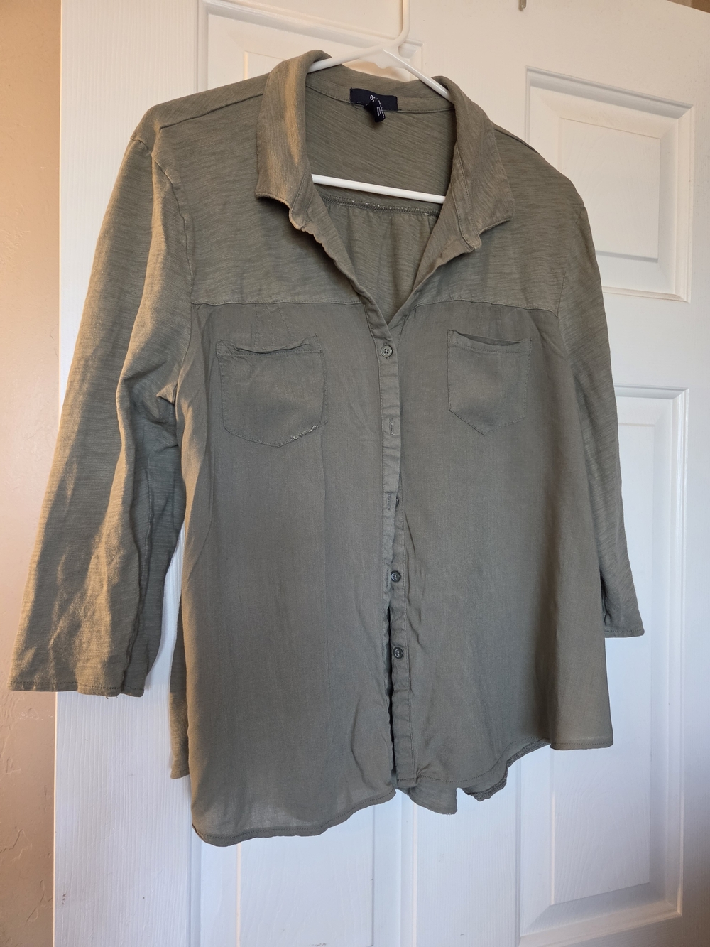 GAP Olive Green Button-Up Blouse
